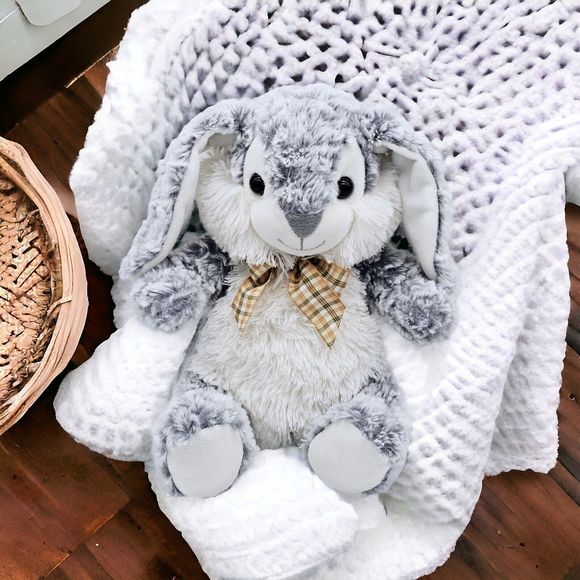 Homerbest Bunny Rabbit Plush Easter Grey White  Sitting Stuffed Animal Toy 10” - Picture 8 of 8